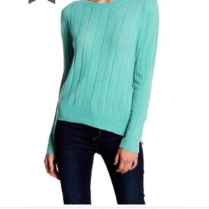 Inhabit Women's Asymmetrical Ribbed Cashmere Sweater Medium in Aloe Green $385